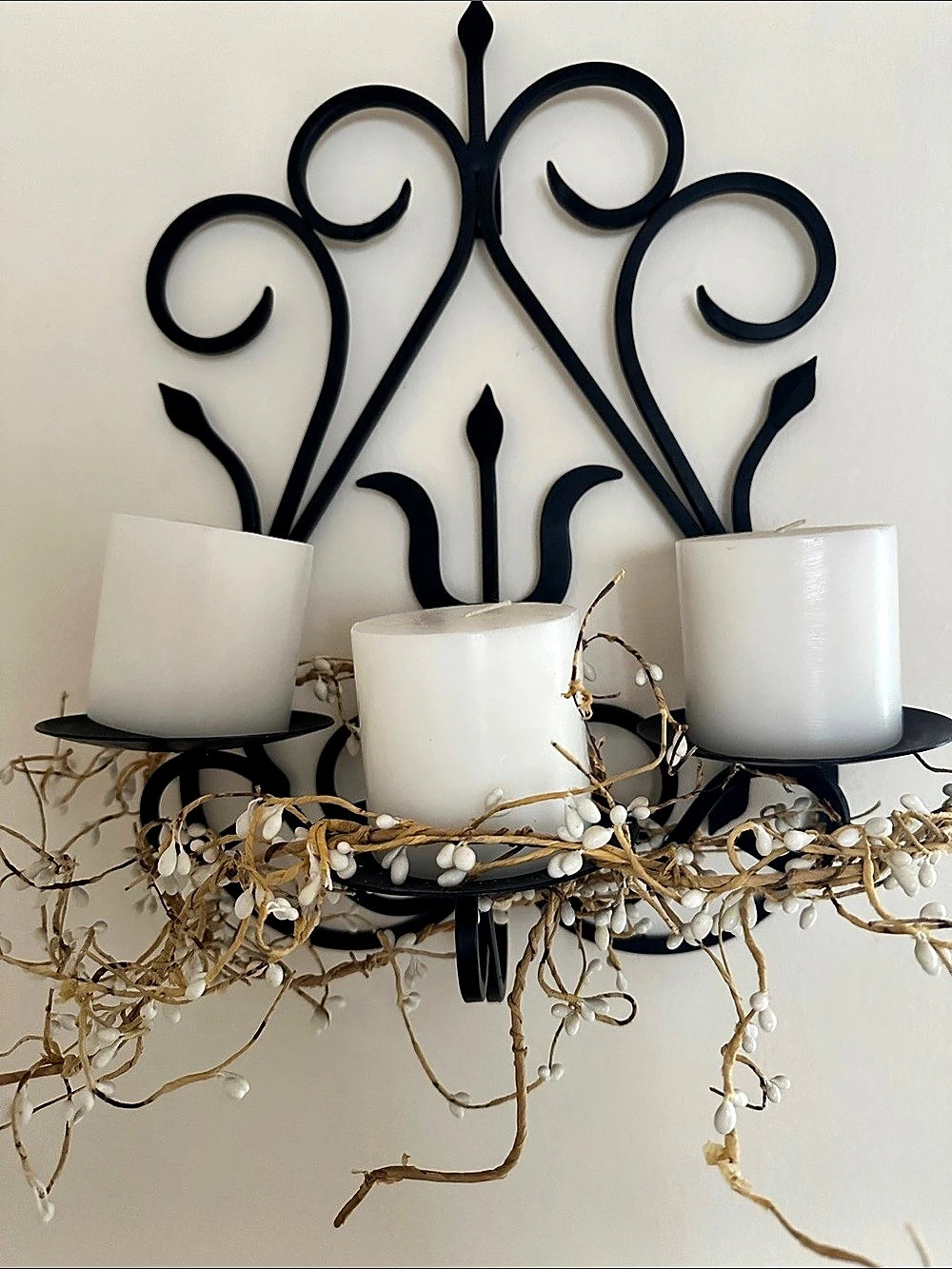 Black & White Wrought-Style Wall Candle Holder wrought iron